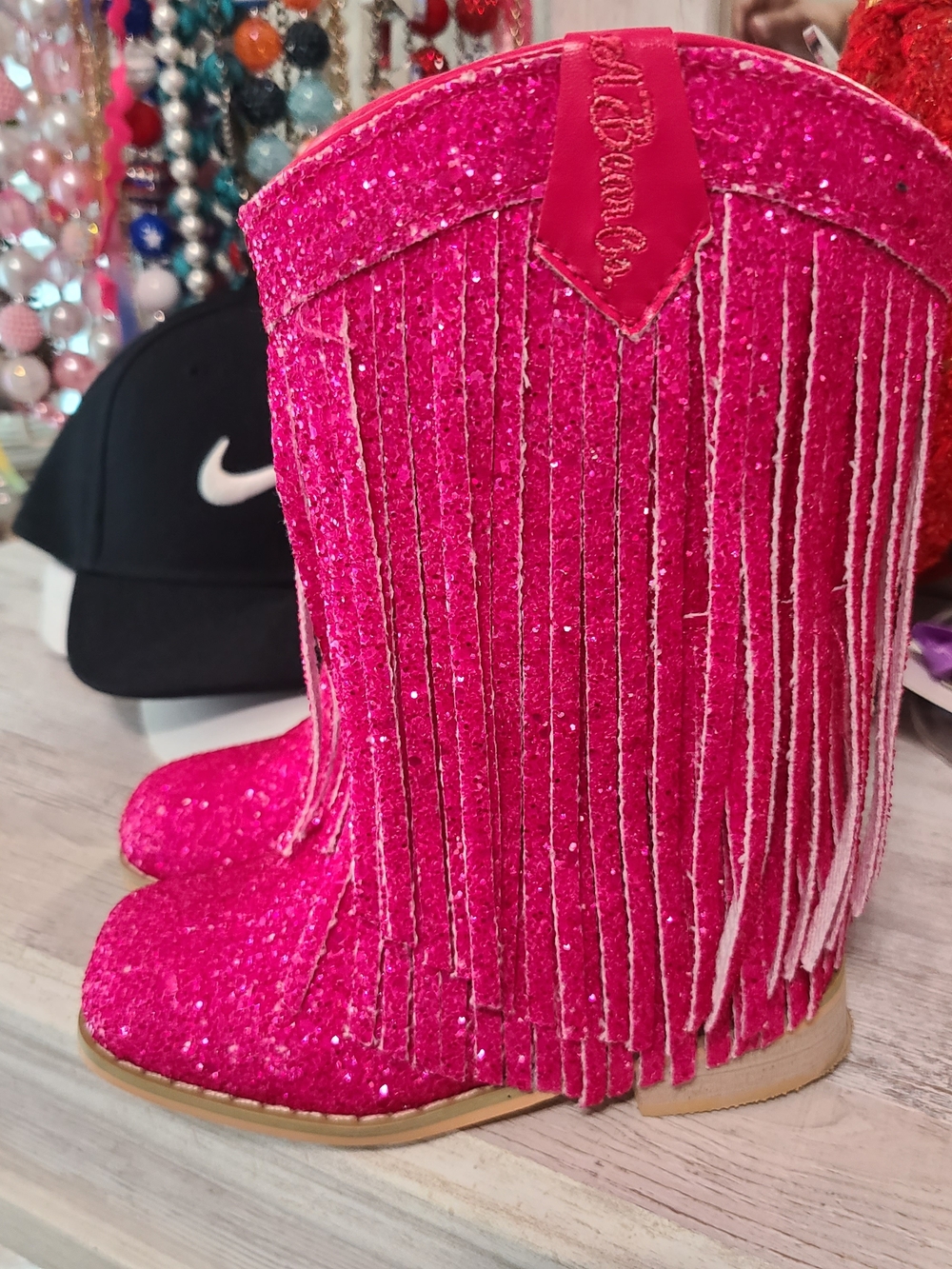 Glitter Fringe Pink Cowboy Boots